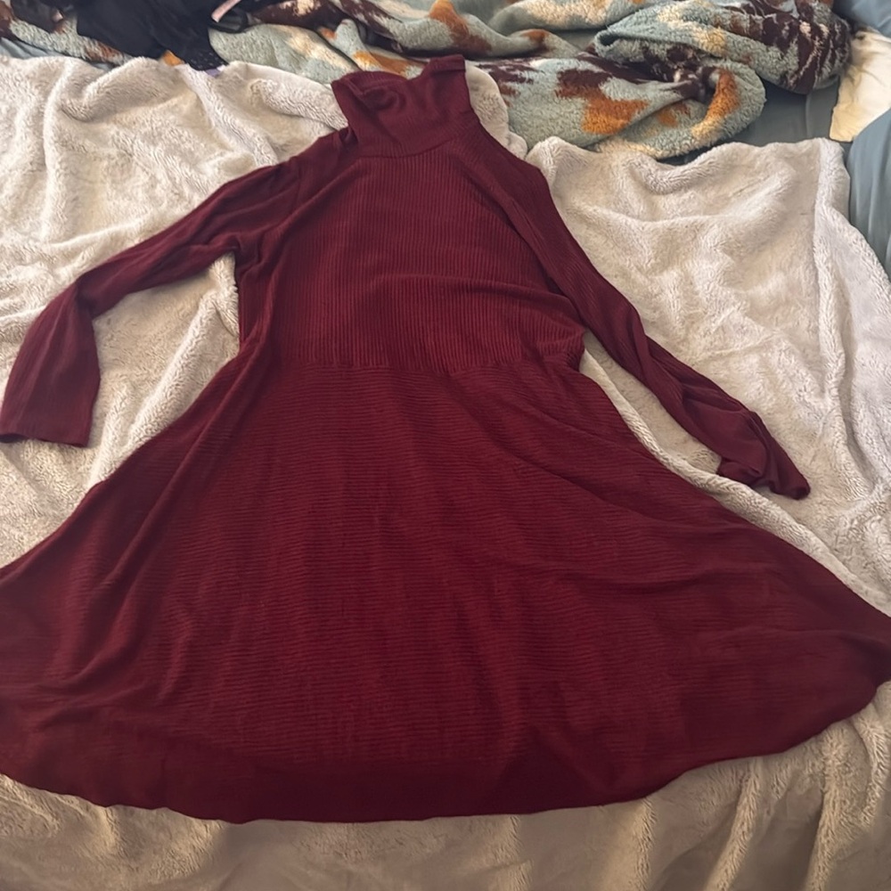 Gently used ModCloth burgundy knit dress, size 1X